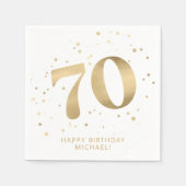 Modern 70th Seventy Birthday | Gold Glitter Servet (Voorkant)