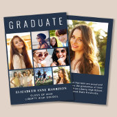 Modern 7 Fotocollage Blauw Afstuderen Aankondiging