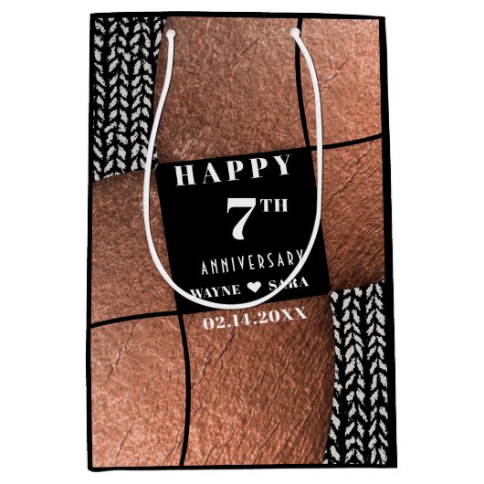 Modern 7e koperen wol Jubileum Medium Cadeauzakje (Voorkant)