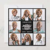 Modern 8 Fotocollage gepersonaliseerd Afstuderen Kaart (Voorkant)
