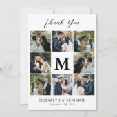 Modern 8 Fotocollage Gepersonaliseerd Monogram Huw Bedankkaart (Voorkant)