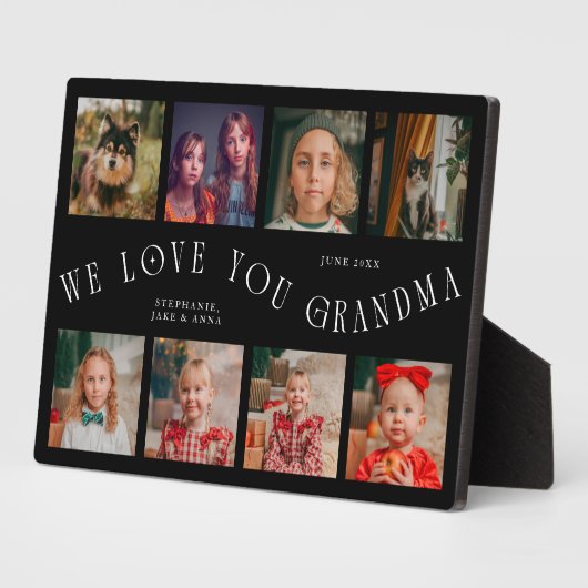 Modern 8 Photo Grid Love You Grandma Black Fotoplaat (Zijkant)