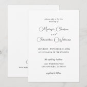 Modern 9 Calligrafie Wedding - Zwart-wit Kaart (Voorkant / Achterkant)