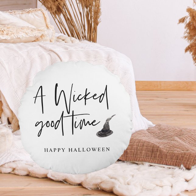 Modern A Wicked Good Time Quote | Happy Halloween Rond Kussen (Creator heeft geüpload)
