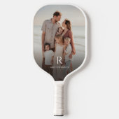 Modern aangepast fotomonogram en naam pickleball paddle (Achterkant)