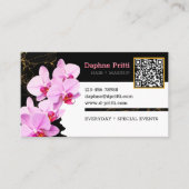Modern, aangepaste QR-code, Orchidee, Marmer Visitekaartje (Voorkant)