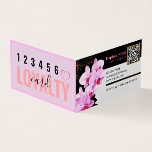 Modern, aangepaste QR-code, Orchidee, Marmer Visitekaartjes