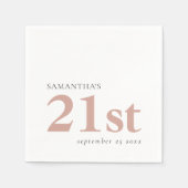 Modern aangepaste tekst Blush roze 21st naam datum Servet (Voorkant)
