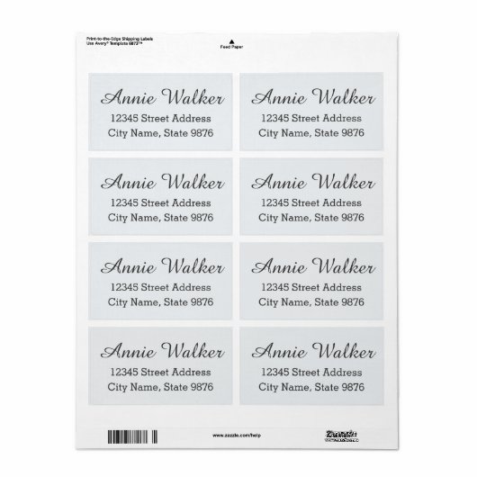 Modern aangepaste verzendlabel - Clear Snow White (Full Sheet)