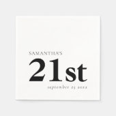 Modern aangepaste zwarte tekst 21e naamdatum servet (Voorkant)