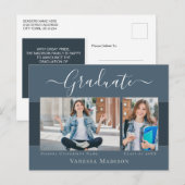 Modern | Aankondiging Afstuderen foto Elegant 2 Briefkaart (Voorkant / Achterkant)