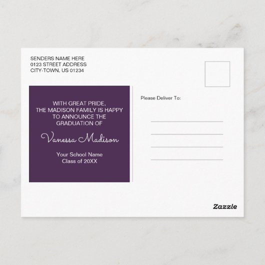 Modern | Aankondiging van het Afstuderen van Elega Briefkaart (Achterkant)