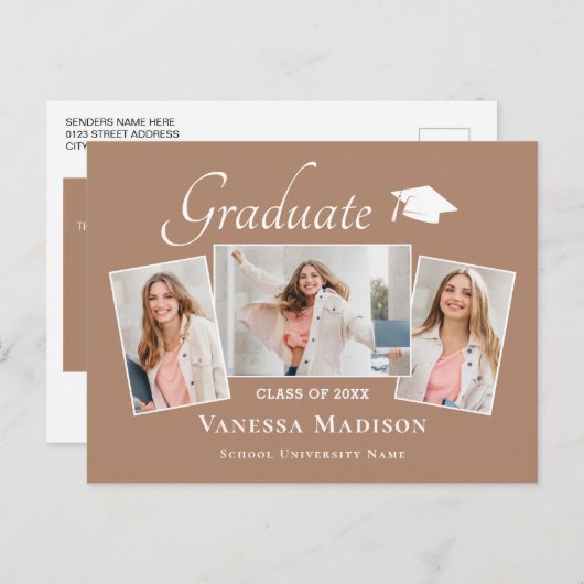 Modern | Aankondiging van het Afstuderen van Elega Briefkaart (Voorkant / Achterkant)