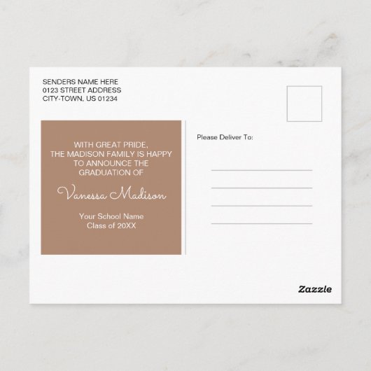 Modern | Aankondiging van het Afstuderen van Elega Briefkaart (Achterkant)