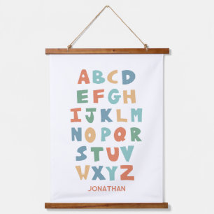 Modern ABC alfabet gepersonaliseerd klaslokaal Pos Hangend Wandkleed