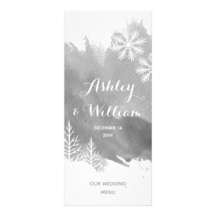 Modern abstrac watercolor grey wedding menu card