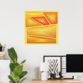 Modern Abstract - 3-d pyramiden, goud Poster (Thuiskantoor)