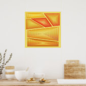 Modern Abstract - 3-d pyramiden, goud Poster (Keuken)