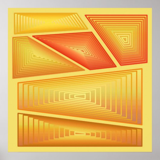 Modern Abstract - 3-d pyramiden, goud Poster (Voorkant)
