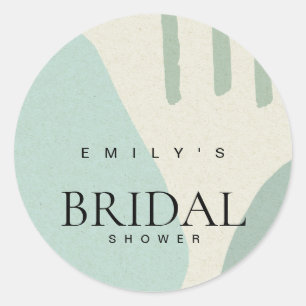 MODERN ABSTRACT AQUA BLUE ARTISTIC VRIJGEZELLENFEE RONDE STICKER