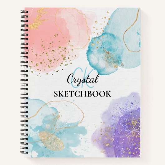 Modern Abstract Art Pastel Monogram Sketchbook Notitieboek (Voorkant)