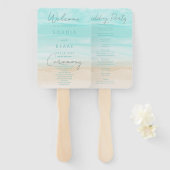 Modern Abstract Beach bruiloft programma Handwaaier (Voorkant en achterkant)