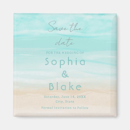 Modern Abstract Beach Bruiloft Save the Date Magneet (Voorkant)