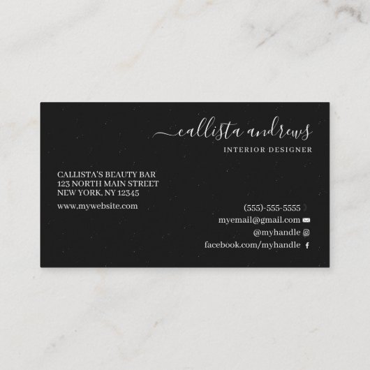 Modern Abstract Black Earth Tone Signature Script Visitekaartje (Achterkant)