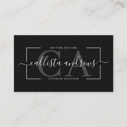 Modern Abstract Black Earth Tone Signature Script Visitekaartje (Voorkant)