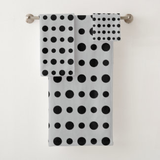Modern Abstract Black Polka Dots on Silver Gray