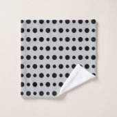 Modern Abstract Black Polka Dots on Silver Gray (Gant de toilette)