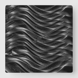 Modern Abstract Black Waves Wall Clock – Vierkante Klok