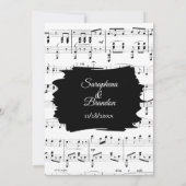 Modern Abstract Black White Music Wedding Invite Kaart (Achterkant)