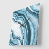 Modern Abstract blauw agate Geode Gemstone Vierkante Klok (Hoek)