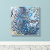 Modern Abstract Blauw en Grijs Schilderen Canvas Afdruk (Insitu (Houten vloer))