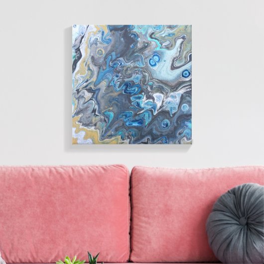 Modern Abstract Blauw en Grijs Schilderen Canvas Afdruk (Insitu (Woonkamer))