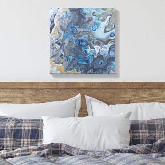 Modern Abstract Blauw en Grijs Schilderen Canvas Afdruk (Insitu (Slaapkamer))