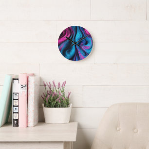 Modern Abstract-blauw en roze Ronde Klok