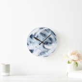 Modern Abstract blauw en wit schilder Ronde Klok (Huis)