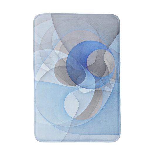 Modern Abstract Blauw Grijs Fractal Art Graphic Badmat (Voorkant Verticaal)
