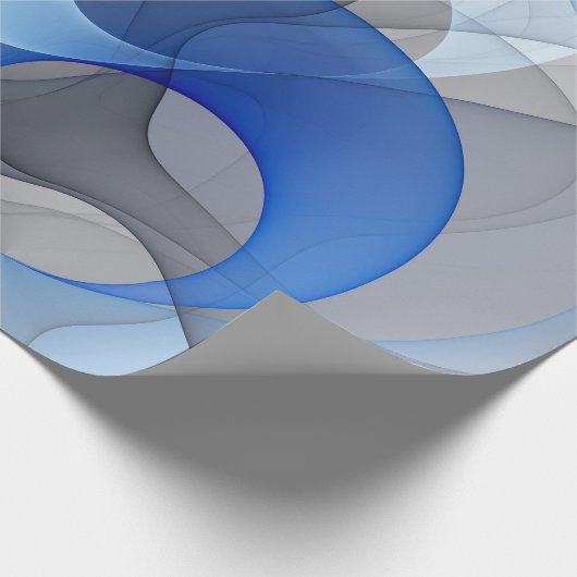 Modern Abstract Blauw Grijs Fractal Art Graphic Cadeaupapier (Hoek)