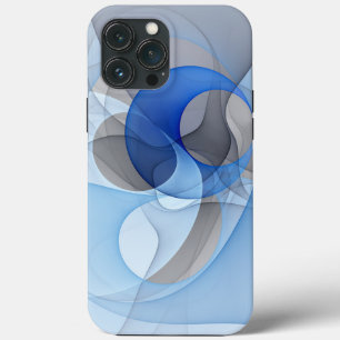 Modern Abstract Blauw Grijs Fractal Art Graphic iPhone 13 Pro Max Hoesje
