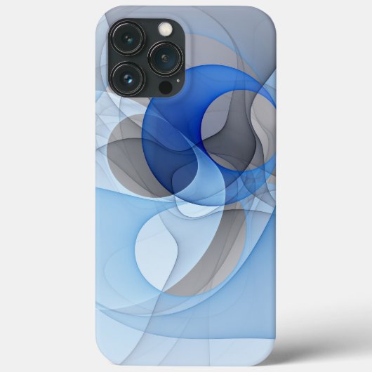 Modern Abstract Blauw Grijs Fractal Art Graphic Case-Mate iPhone Case (Achterkant)
