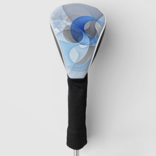 Modern Abstract Blauw Grijs Fractal Art Graphic Golfheadcover