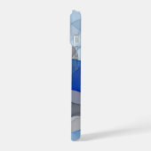Modern Abstract Blauw Grijs Fractal Art Graphic iPhone 15 Hoesje (Linkerkant)