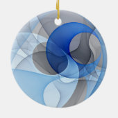 Modern Abstract Blauw Grijs Fractal Art Graphic Keramisch Ornament (Achterkant)