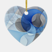 Modern Abstract Blauw Grijs Fractal Art Graphic Keramisch Ornament (Voorkant)