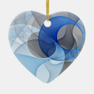 Modern Abstract Blauw Grijs Fractal Art Graphic Keramisch Ornament