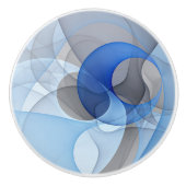 Modern Abstract Blauw Grijs Fractal Art Graphic Keramische Knop (Voorkant)