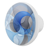 Modern Abstract Blauw Grijs Fractal Art Graphic Keramische Knop (Rechts)
